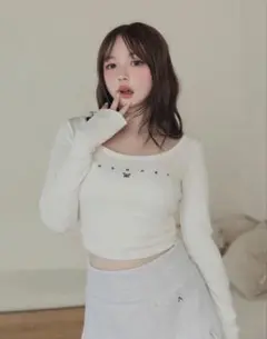 andmary Luna logo tops ホワイト