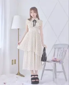 ミシェルマカロン バイカラーリボンシャーリングロングワンピ - メルカリ