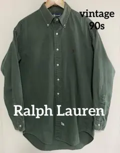 ラルフローレン 80〜90s vintage BDシャツ 前タグ 深緑
