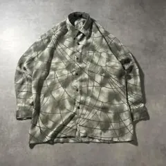 ヴィンテージ 総柄 グリーン アートパターン デザイン レトロ シャツ