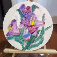 テクスチャーアート 抽象画 花 インテリア ハンドメイド キャンバス　油絵