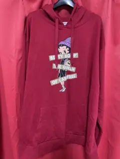 連休中のみ300円OFFベティフード付きパーカー バーガンディ 大きなサイズ5L