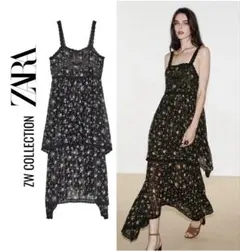 新品 ZARA 定価13,590円 花柄 ロングワンピース M ラスト1点！