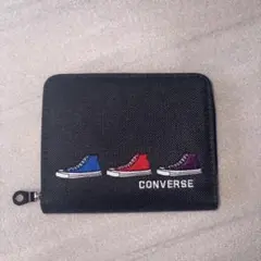 CONVERSE スニーカー刺繍 二つ折り財布　ブラックのサムネイル