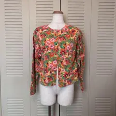 イタリア　カラフルカーディガン　ヴィンテージ　フルーツ　お土産　100%コットン