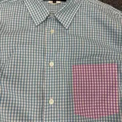 190コムデギャルソン　homme deux 水色とピンクのチェック柄長袖シャツ