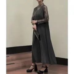 epic day メローレースAラインロングドレス パーティードレス M 結婚式