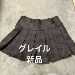 チェック柄 プリーツミニスカート グレー M