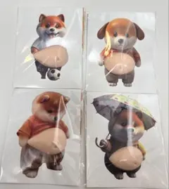 おなかぷにぷにシール 柴犬 マシュマロシール ぷくぷくシール4枚