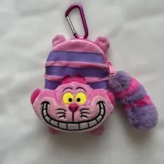 M*u様 ディズニー チェシャ猫 ぬいぐるみ風 ポーチ カラビナ付き