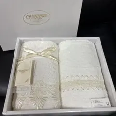 CHIKAZAWA近沢レース タオルセット ギフト ホワイト レース スカラ