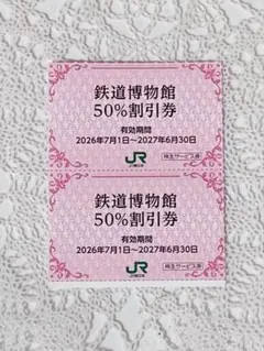 JR東日本 株主優待 鉄道博物館 50%割引券 2枚