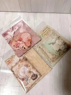 【コラージュ素材セット】レースペーパー 花柄 蝶 紙素材 まとめ売り