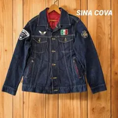 SINA COVA シナコバ デニムジャケット スエード襟 素材切り替 刺繍 L SINA COVA シナコバ デニムジャケット スエード襟 素材切り替 刺繍 L