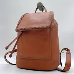 美品 COLE HAAN シボ革 編み込み リュック ブラウン f745