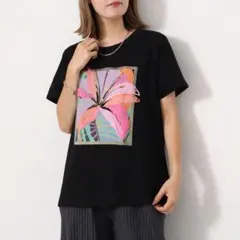 【新品】絵画風カラフル花プリントTシャツ　2026新作SS春夏