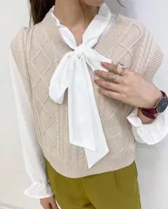 INGNI リボン付きホワイトブラウス