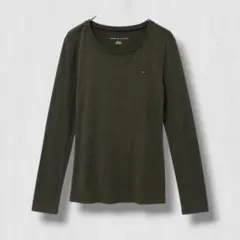 ✨美品✨TOMMY HILFIGER ロンT 長袖Tシャツ　カーキ XS ロゴ