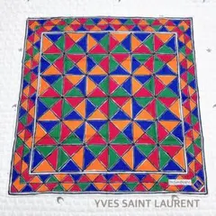 【新品未使用】YVES SAINT LAURENT 幾何学模様ハンカチ レトロ
