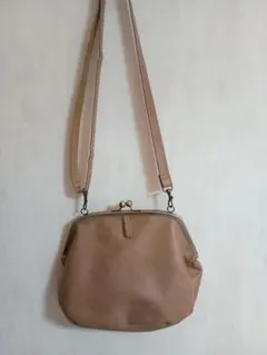 Lafiel ラフィール 合皮 ガマ口 ショルダーバッグ ベージュ