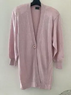 極美品k shop レーヨンロングカーディガン　淡ピンクMサイズ相当