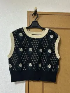 w closet 12Gバラドット柄ベスト ノースリーブニットベスト