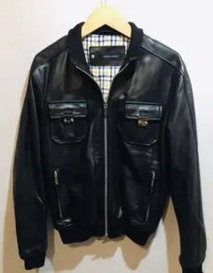 ディースクエアード レザー ライダース リブニット ジャケット 黒 メンズ 美品のサムネイル