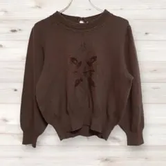 B758【SURELADY】レナウン ニットセーター(L)ウール混 ループボタン