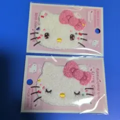 ハローキティ★50周年★ワッペン★シール＆アイロン 両方使える!!❤２種セット❣