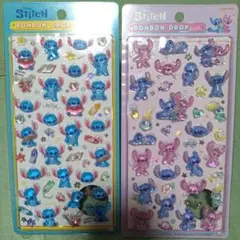 新品未開封★ディズニー☆ボンボンドロップシール2種セット★スティッチ＆エンジェル