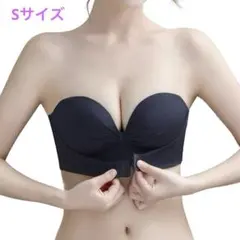 美胸美背❤️ストラップレスブラ 紐なしブラ ブラジャー　ズ脇高 ノンワイヤー　黒