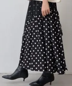 美品　BEARDSLEYビアズリー　ドットロングフレアスカート　パッチワーク