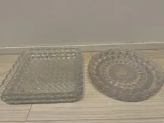 ガラス皿 丸皿2枚 四角皿2枚のサムネイル