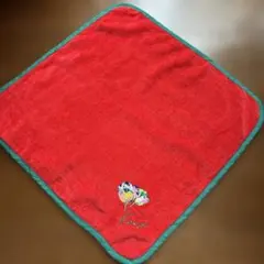 KENZO 花柄刺繍 タオルハンカチ 赤