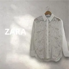【希少デザイン】ZARA ザラ 総レース 刺繍 カットワーク ブラウス シャツ