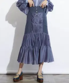 コルセットティアードプリーツスカート　ネイビー　レディアゼル　REDYAZEL