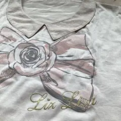 希少LIZ LISAリボンバラプリントTシャツ　チュール　くすみピンクのサムネイル