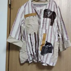 ストライプ柄コットンシャツ