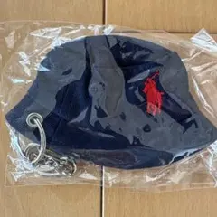 新品未開封ラルフローレン　ネイビー バケットハット ポロ刺繍 キーホルダー付き