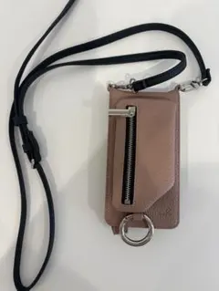 ajew エジュー　ピンクベージュ　レザースマホショルダーストラップ　マルチ対応