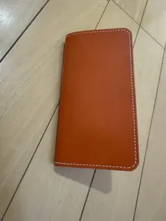 iPhone15 Pro おしゃれ 本革 栃木レザー オレンジ色