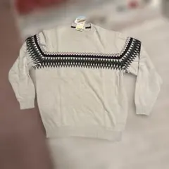 クロコダイルのグレーベージュ長袖ニット　手洗い可　LL