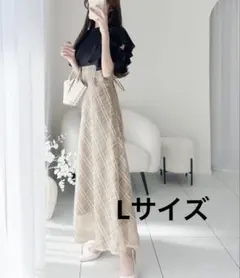 mily bilet ダブルフリル袖チェックレースドッキングワンピース　Lサイズ