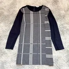 エンスウィート レディース チュニック XS チェック柄 青 ブルー 日本製