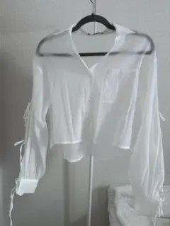袖リボンシアーショートシャツ w closet