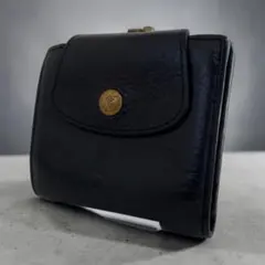 IL BISONTE 本革 レザー がま口 二つ折り 財布 ウォレット 黒