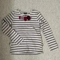 べべ バックフリルカットソー 濃淡グレーボーダー 130