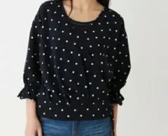 【美品】index カシュクールブラウス ドット柄 ブラック M 七分袖