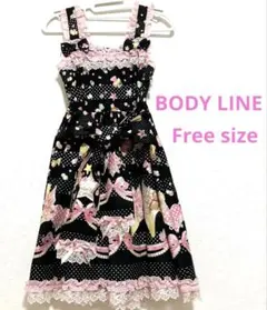 ボディライン　BODY LINEゴスロリドレス 黒 ピンク レース　アイス