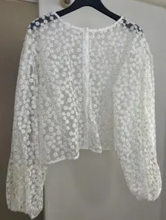 ニコアンド花柄刺繍 シアーブラウス 長袖 ホワイトのサムネイル